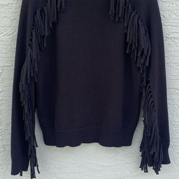 Lauren Ralph Lauren Women's Black Fringe Pullover Sweater Size M - Picture 5 of 13